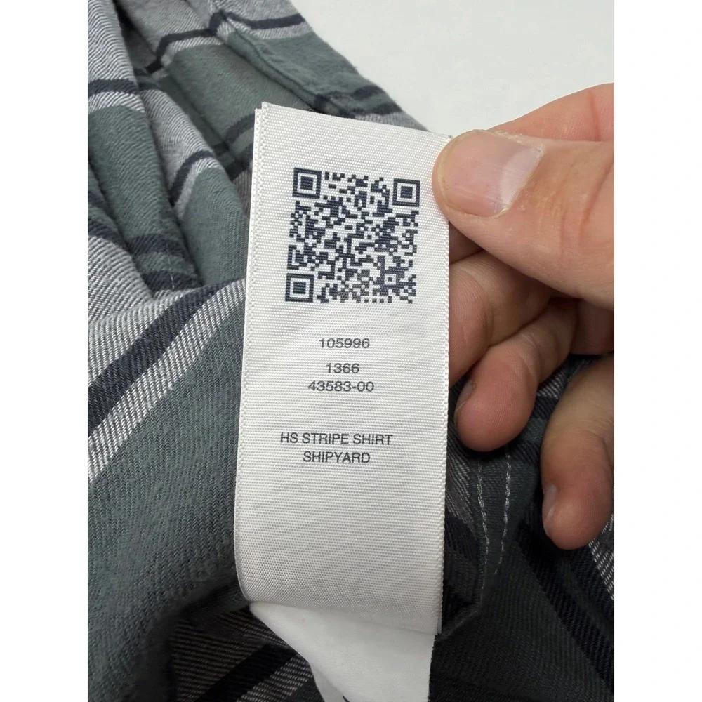 True Religion Mens Large Gray Striped Long Sleeve‎ Button Down Shirt Shipyard